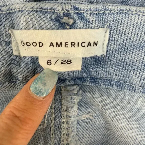 Good American Jean's Women's 6/28 Light Blue Ankle Skinny Raw Hem Preppy - Picture 5 of 15